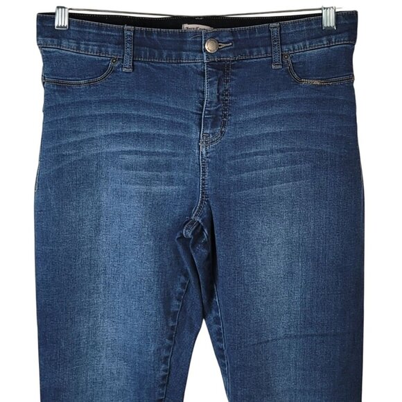 Juicy Couture Ankle Jeans Blue Size 12 Zip Button Rolled Cuff Tapered Cropped - Picture 2 of 8